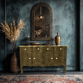 Indian Antique Embossed Brass Work Solid Wood Sideboard C21